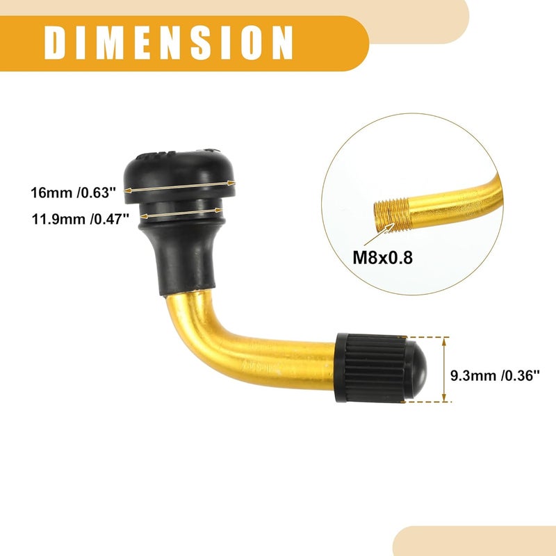 Partuto 5 Pcs Universal PVR50 Tubeless Tire Valve Stem - Cars RV Bicycles Motorcycles Trailers Tubeless Tire Valve - Stainless Steel Gold Tone - Image 4